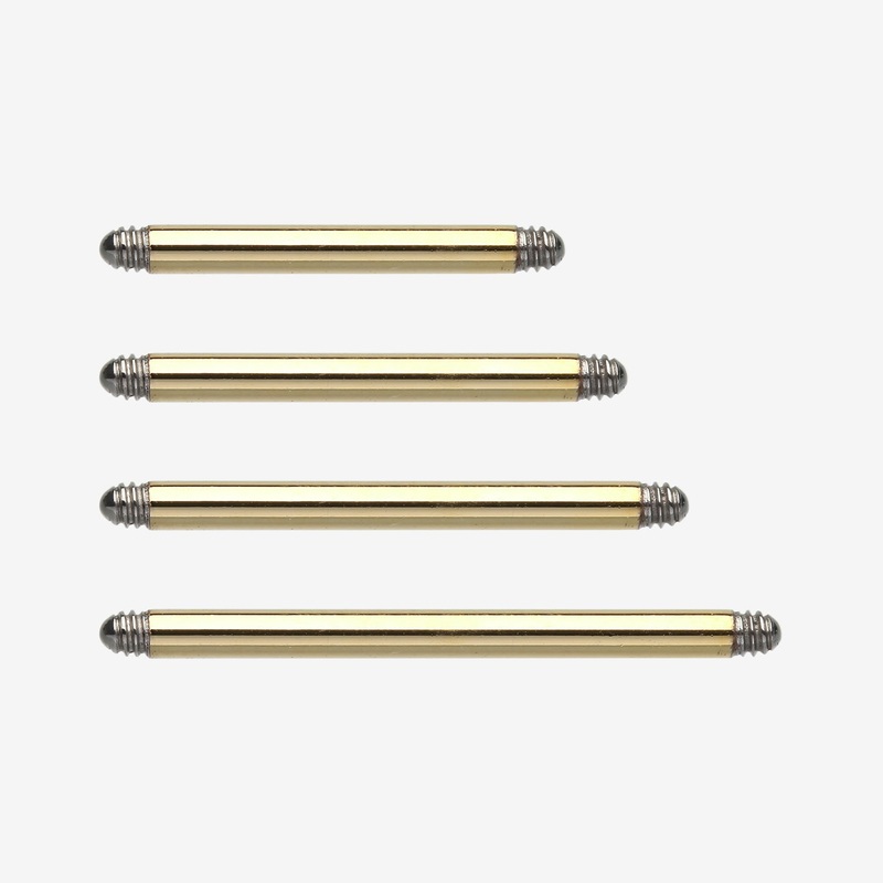 A Pair of Gold Plated Steel Replacement Barbell 14 GA (1.6mm), 1/2″ (12mm)