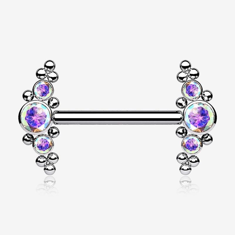 A Pair of Implant Grade Titanium Sparkle Bali Arc Internally Threaded Nipple Barbell