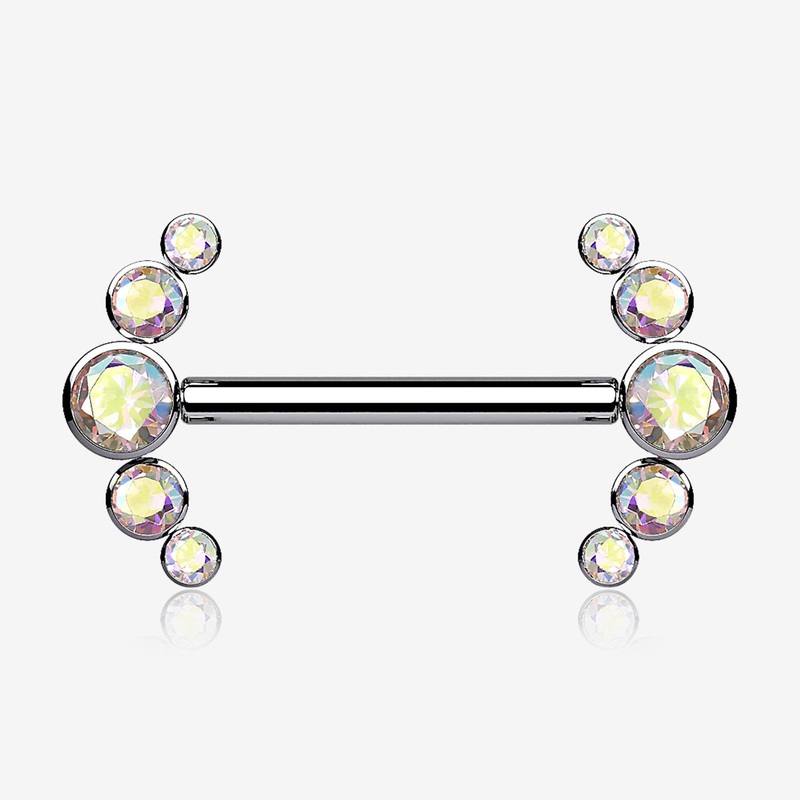 A Pair of Implant Grade Titanium Sparkle Ray Internally Threaded Nipple Barbell