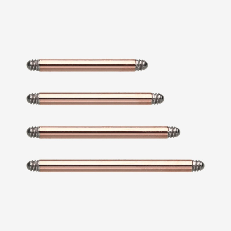A Pair of Rose Gold Plated Steel Replacement Barbell 14 GA (1.6mm), 1/2″ (12mm)