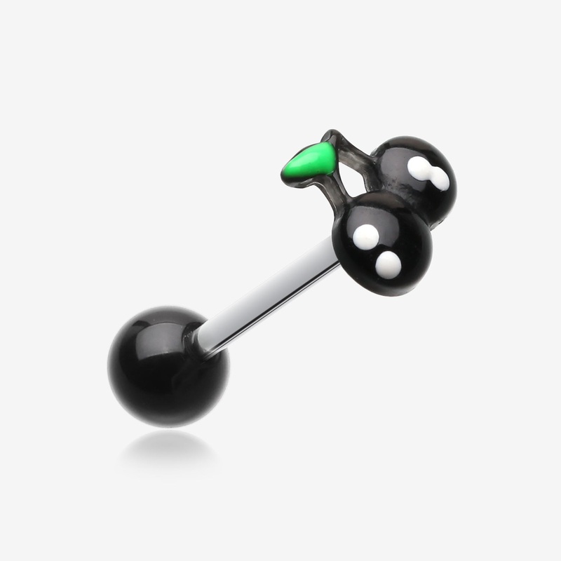 Adorable Cherry Acrylic Top Barbell Tongue Ring
