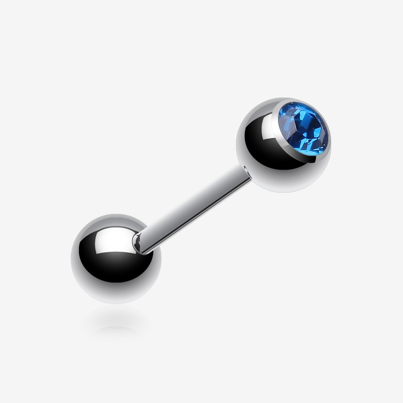 Basic Gem Ball Steel Barbell Tongue Ring 14 GA (1.6mm), 5/8″ (16mm), Ball: 6mm