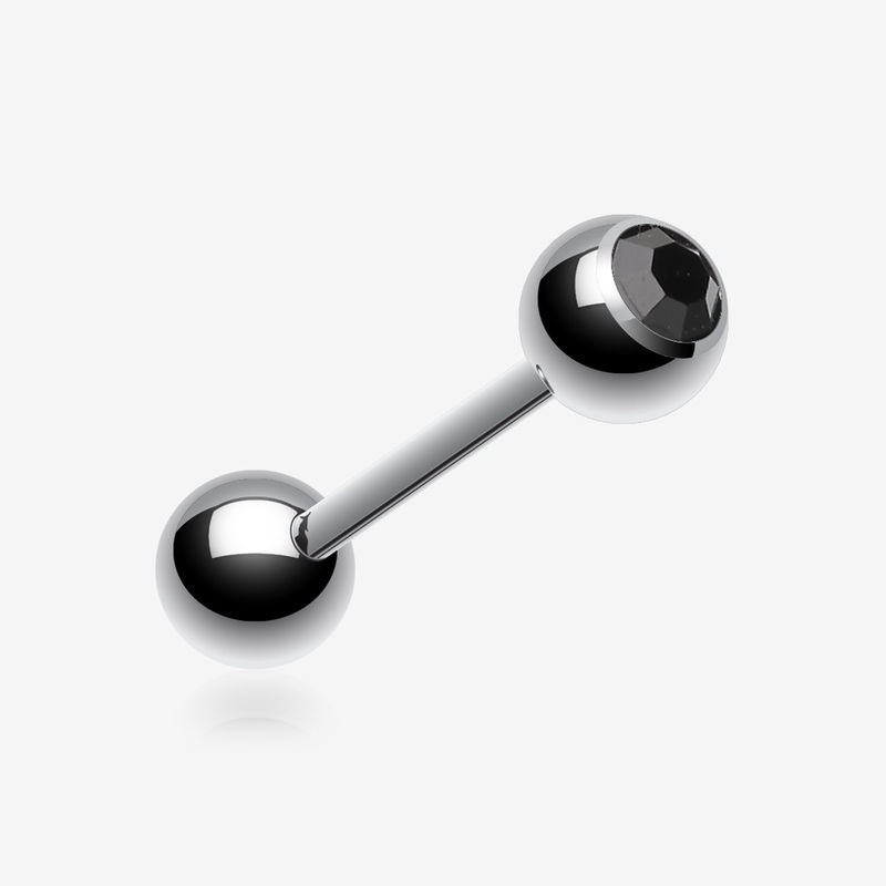 Basic Gem Ball Steel Barbell Tongue Ring