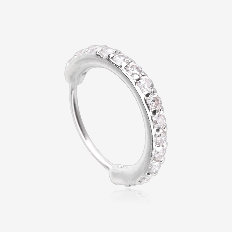Brilliant Sparkle Gems Lined Steel Bendable Hoop Ring 20 GA (0.8mm), 5/16″ (8mm)