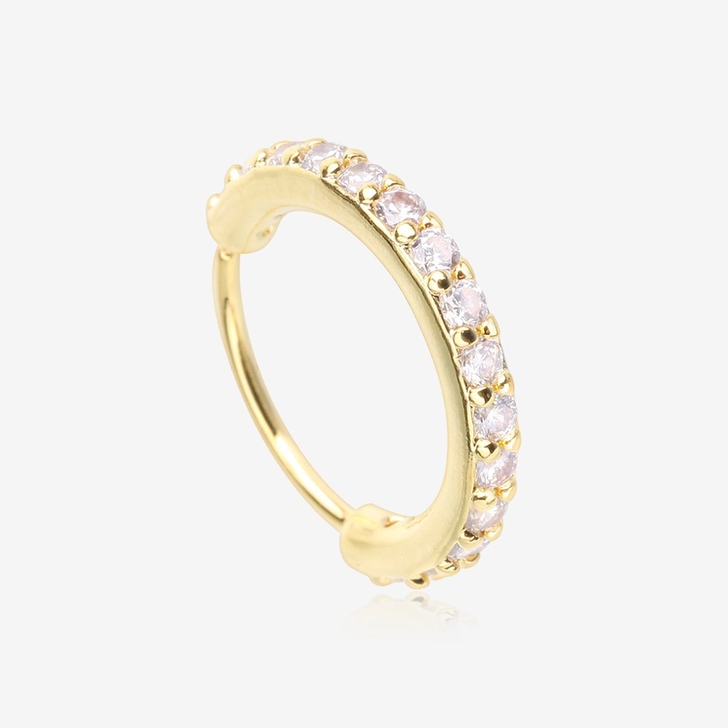 Golden Brilliant Sparkle Gems Lined Steel Bendable Hoop Ring 20 GA (0.8mm), 5/16″ (8mm)