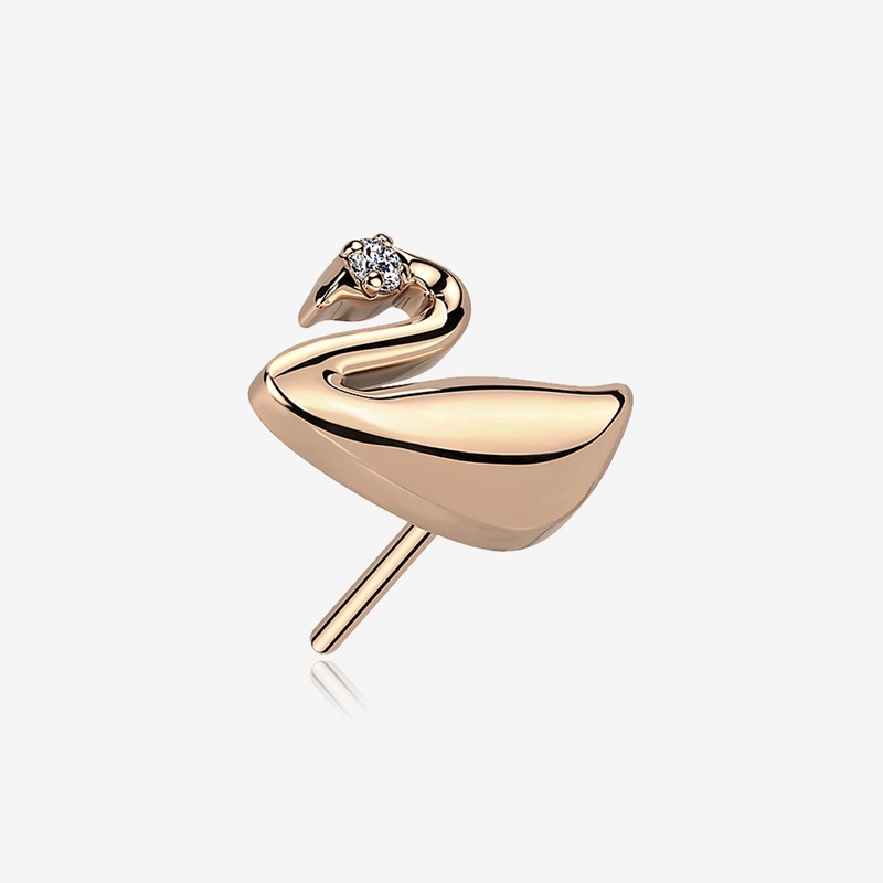 Implant Grade Titanium OneFit Threadless Rose Gold Swan Elegance Sparkle Top Part