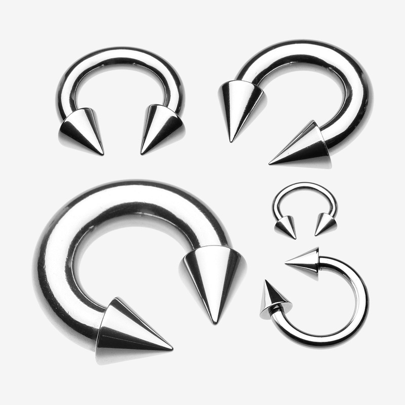 Basic Spike Top Steel Horseshoe Circular Barbell 18 GA (1mm), 5/16″ (8mm), Cone: 3mm