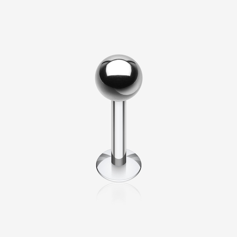 Basic Steel Ball Top Labret 18 GA (1mm), 1/4″ (6mm), Ball: 2mm