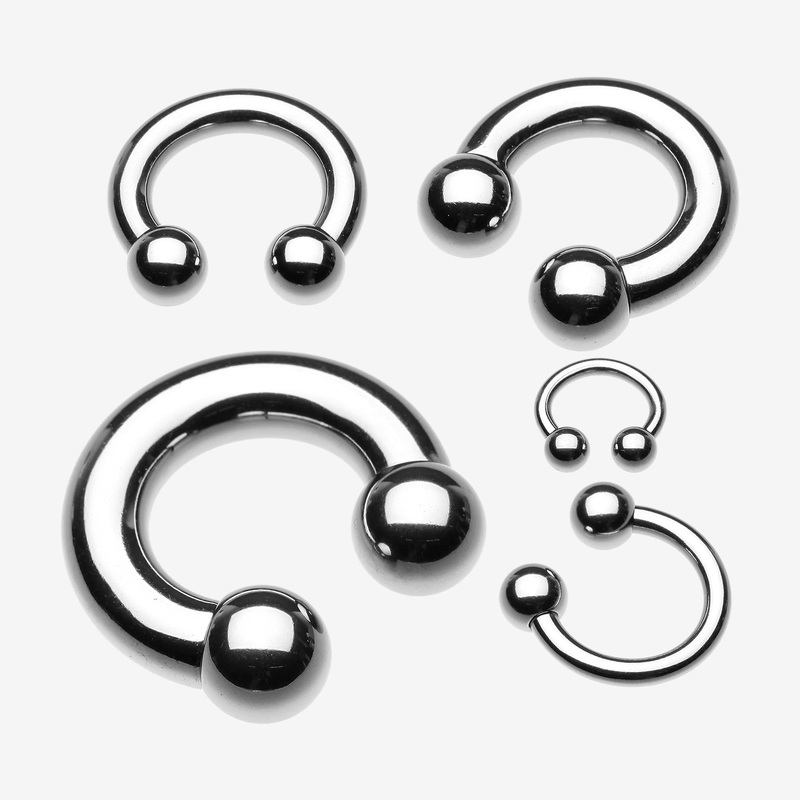 Basic Steel Horseshoe Circular Barbell 18 GA (1mm), 5/16″ (8mm), Ball: 3mm