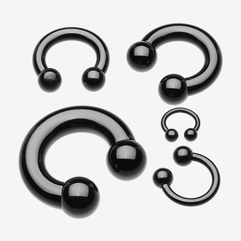 Blackline PVD Basic Horseshoe Circular Barbell 18 GA (1mm), 5/16″ (8mm), Ball: 3mm