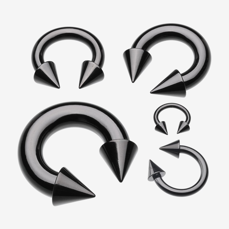 Blackline PVD Basic Spike Top Horseshoe Circular Barbell 18 GA (1mm), 3/8″ (10mm), Cone: 3mm