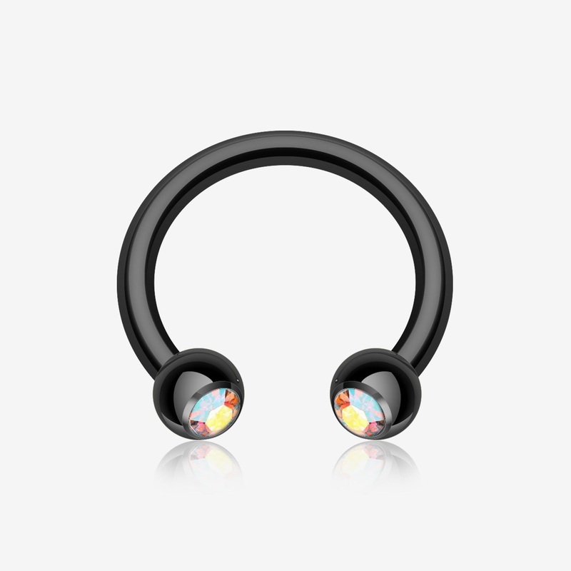 Blackline PVD Gem Ball Horseshoe Circular Barbell 16 GA (1.2mm), 5/16″ (8mm), Ball: 3mm