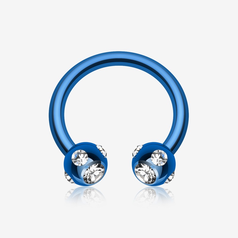 Colorline PVD Aurora Gem Ball Horseshoe Circular Barbell 16 GA (1.2mm), 5/16″ (8mm), Ball: 3mm