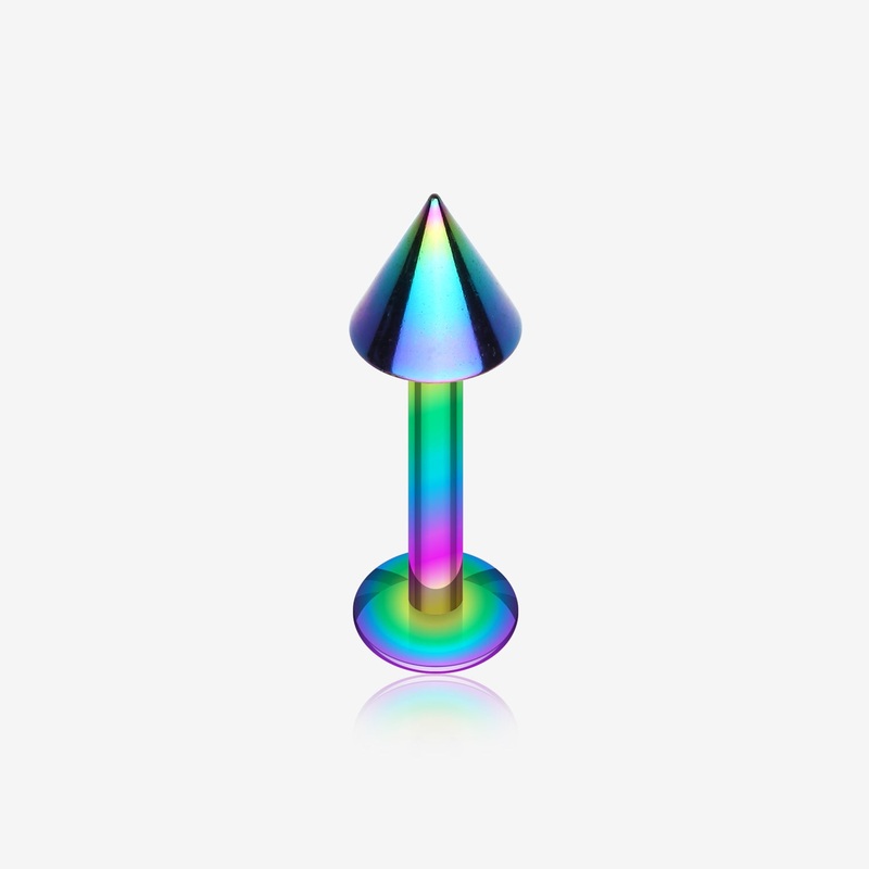 Colorline PVD Basic Steel Spike Labret 16 GA (1.2mm), 1/4″ (6mm), Cone: 3mm