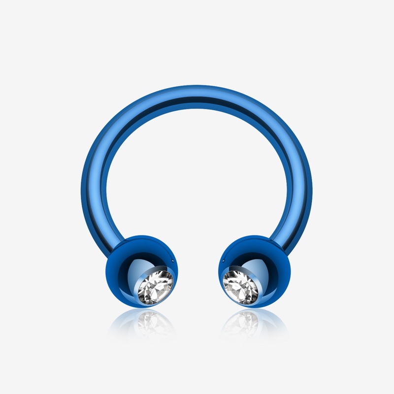 Colorline PVD Gem Ball Horseshoe Circular Barbell 16 GA (1.2mm), 5/16″ (8mm), Ball: 3mm