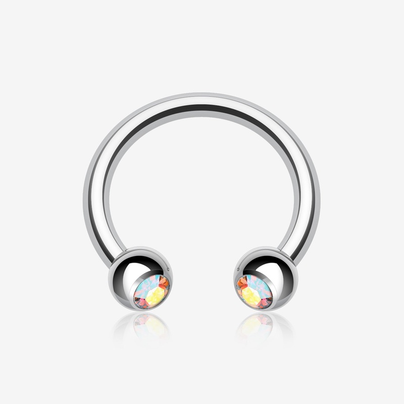 Gem Ball Steel Horseshoe Circular Barbell 16 GA (1.2mm), 5/16″ (8mm), Ball: 3mm