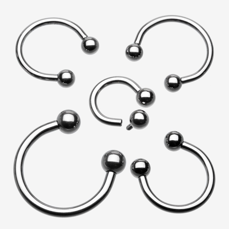 Implant Grade Titanium Internally Threaded Horseshoe Barbell 16 GA (1.2mm), 5/16″ (8mm), Ball: 3mm