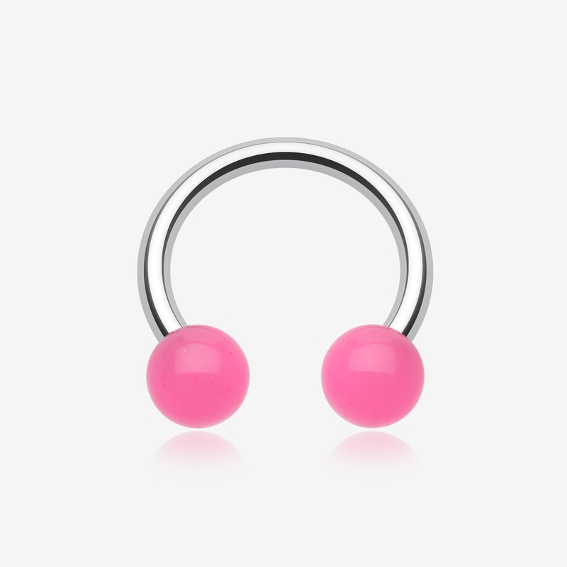 Neon UV Acrylic Horseshoe Circular Barbell 16 GA (1.2mm), 3/8″ (10mm), Ball: 4mm