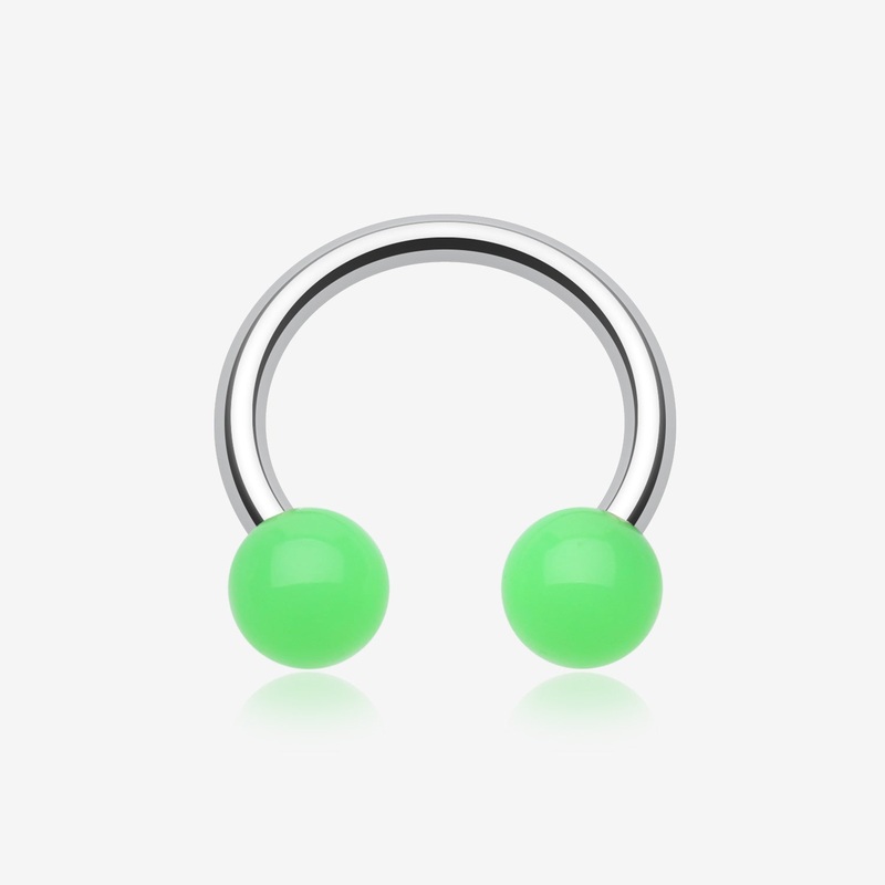 Neon UV Acrylic Horseshoe Circular Barbell 16 GA (1.2mm), 5/16″ (8mm), Ball: 3mm