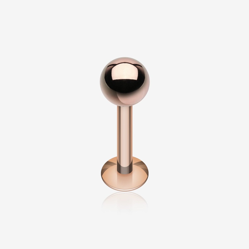 Rose Gold Basic Steel Ball Top Labret 16 GA (1.2mm), 1/4″ (6mm), Ball: 3mm