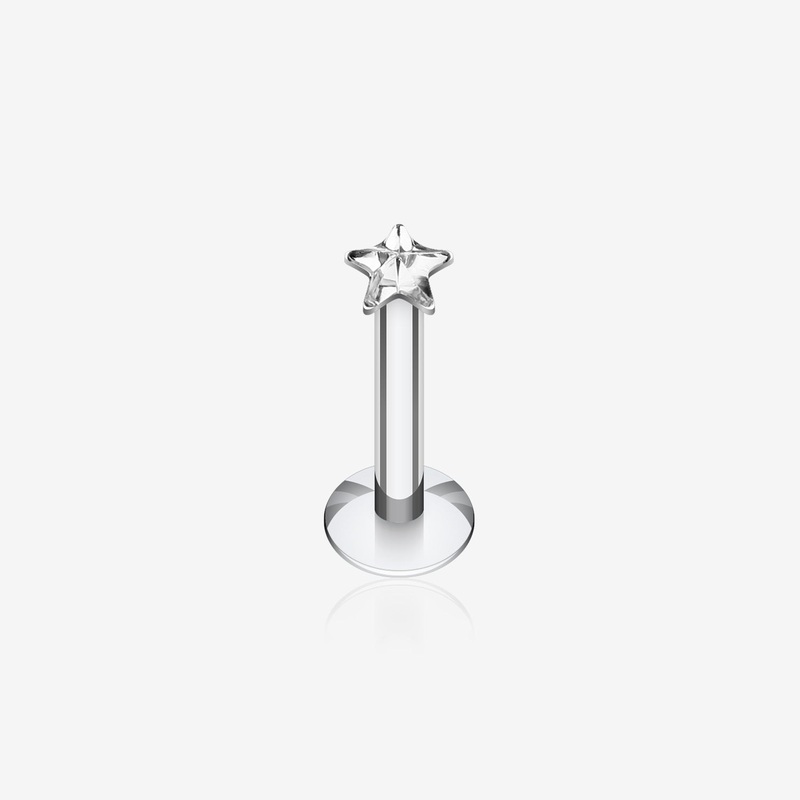 Star Gem Top Internally Threaded Labret 16 GA (1.2mm), 5/16″ (8mm)
