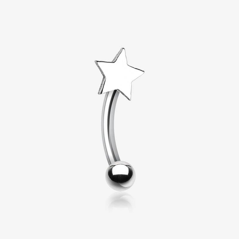 Star Steel Curved Barbell Eyebrow Ring 16 GA (1.2mm), 5/16″ (8mm)
