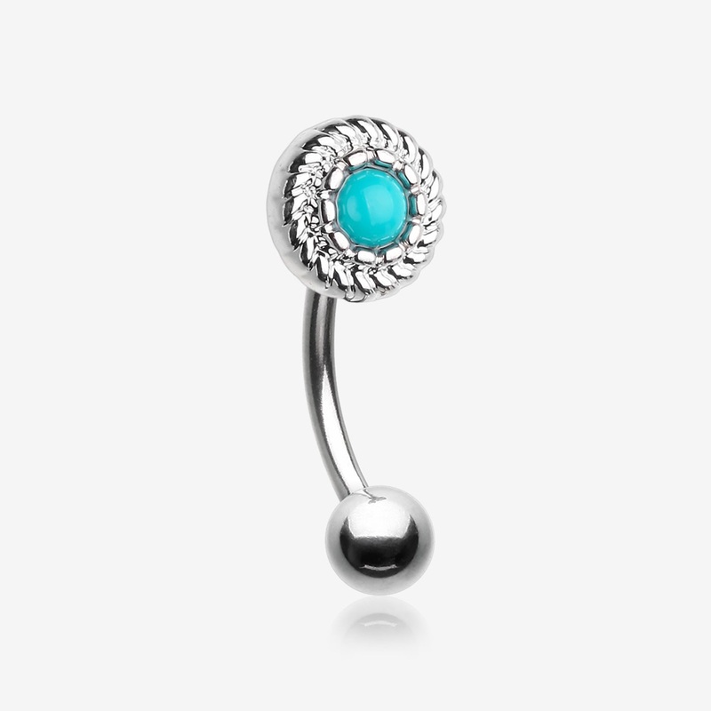 Vintage Rope Turquoise Eyebrow Curved Barbell Ring