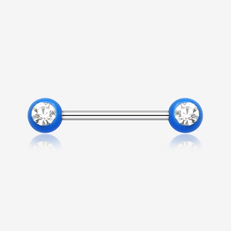 A Pair of Acrylic Gem Ball Nipple Barbell Ring 14 GA (1.6mm), 1/2″ (12mm)