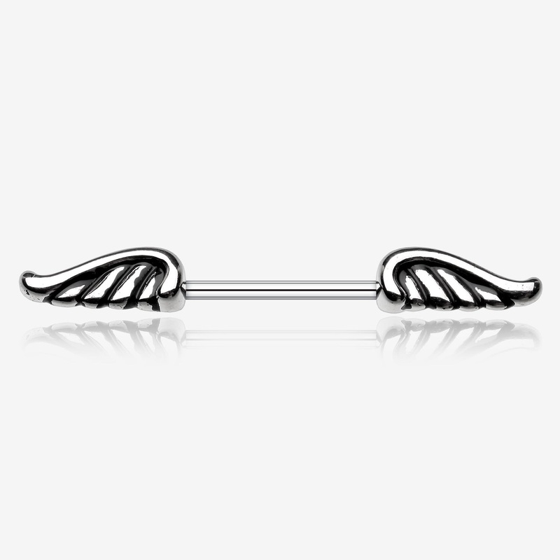 A Pair of Angel Wing Nipple Barbell Ring 14 GA (1.6mm), 1/2″ (12mm)