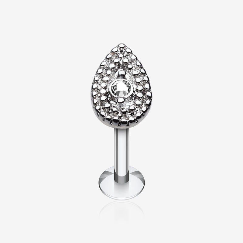 Aria Sparkle Teardrop Steel Labret