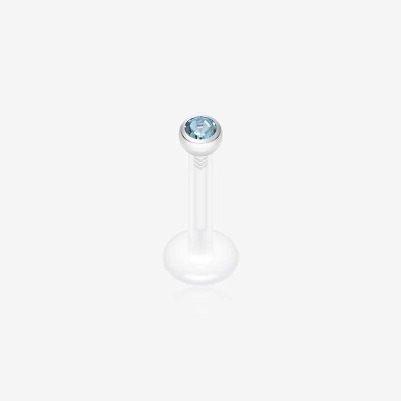 Bio-Flex Gem Ball Push-Fit Labret 16 GA (1.2mm), 5/16″ (8mm), Ball: 2mm