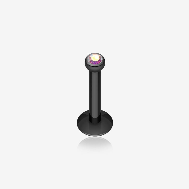 Blackline Gem Ball Internally Threaded Labret 16 GA (1.2mm), 5/16″ (8mm), Ball: 2mm