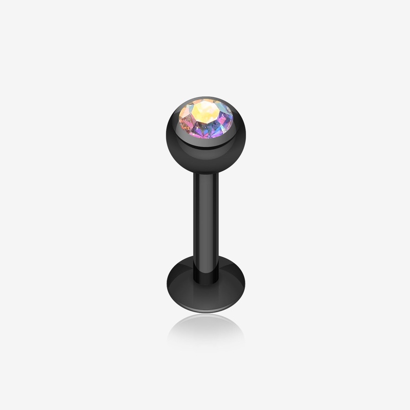 Blackline PVD Gem Ball Steel Labret 16 GA (1.2mm), 5/16″ (8mm), Ball: 3mm