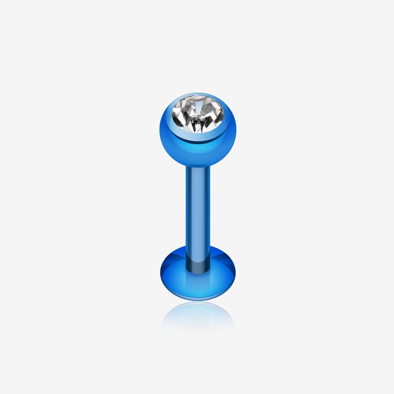 Colorline PVD Gem Ball Steel Labret 16 GA (1.2mm), 5/16″ (8mm), Ball: 3mm