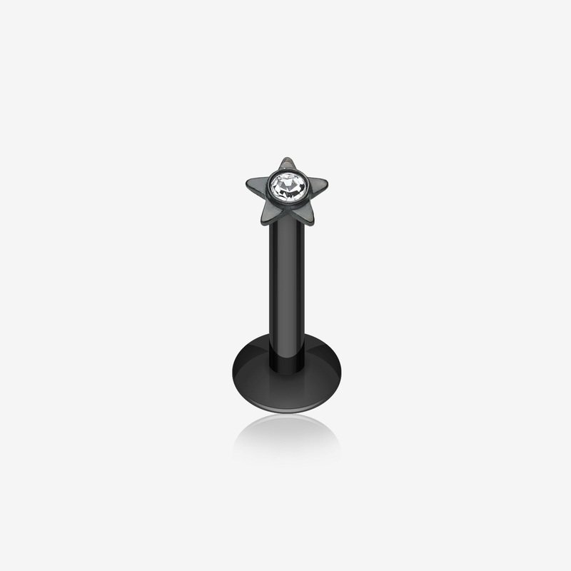 Colorline Sparkle Star Top Internally Threaded Labret 16 GA (1.2mm), 5/16″ (8mm)