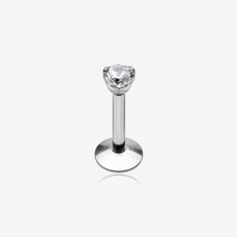 Gem Top Prong Set Steel Labret 16 GA (1.2mm), 5/16″ (8mm), Ball: 1.5mm