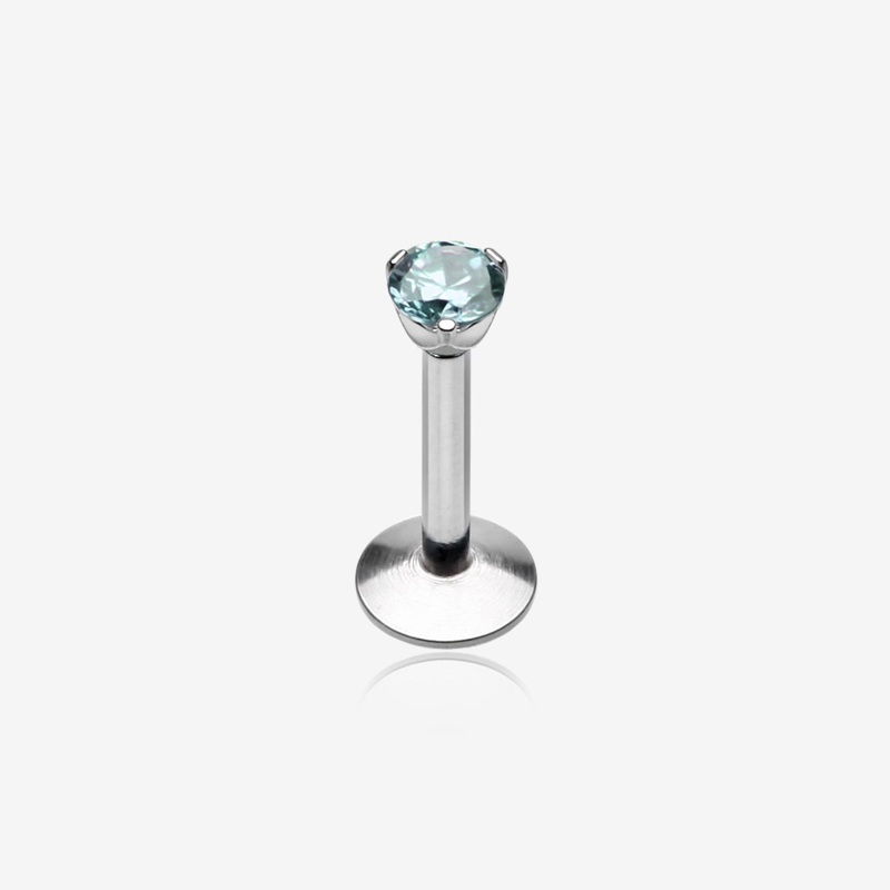 Gem Top Prong Set Steel Labret 16 GA (1.2mm), 5/16″ (8mm), Ball: 2mm