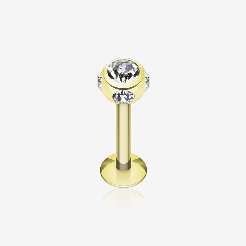 Gold Plated Aurora Gem Ball Steel Labret 16 GA (1.2mm), 5/16″ (8mm), Ball: 3mm