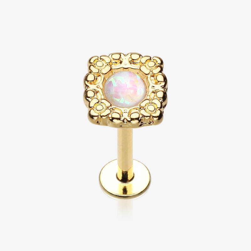 Golden Ornate Opal Lace Top Steel Labret