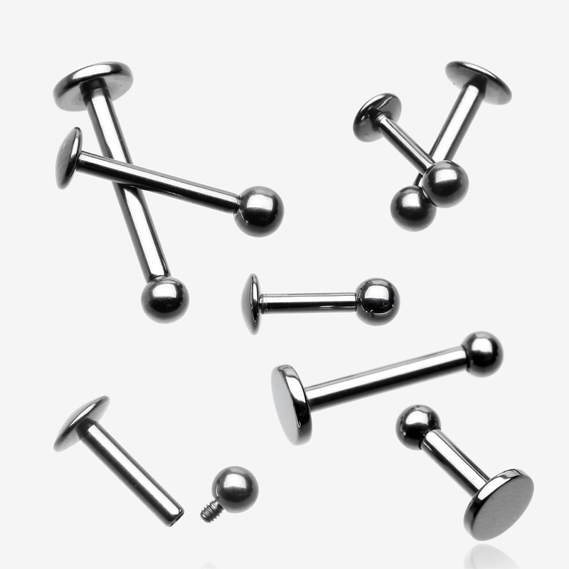 Implant Grade Titanium Internally Threaded Labret 18 GA (1mm), 1/4″ (6mm), Ball: 2mm