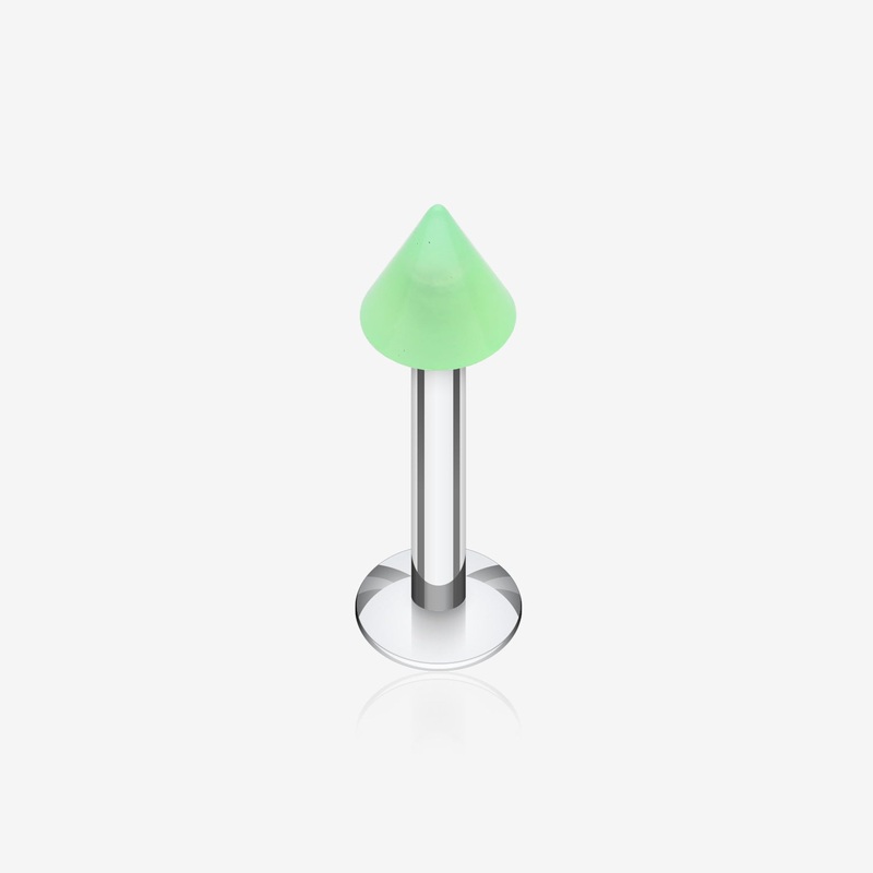 Neon UV Acrylic Spike Top Labret 16 GA (1.2mm), 5/16″ (8mm), Ball: 4mm