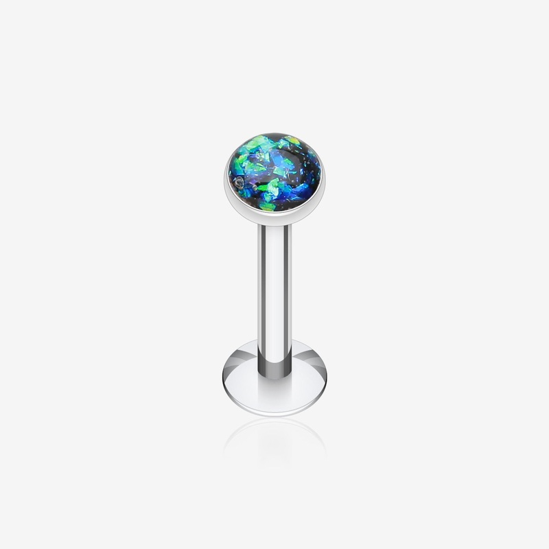 Opal Glitter Shower Dome Steel Labret 16 GA (1.2mm), 5/16″ (8mm), Ball: 4mm
