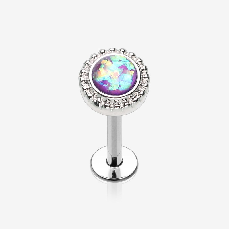 Opal Sparkle Ornate Top Steel Labret
