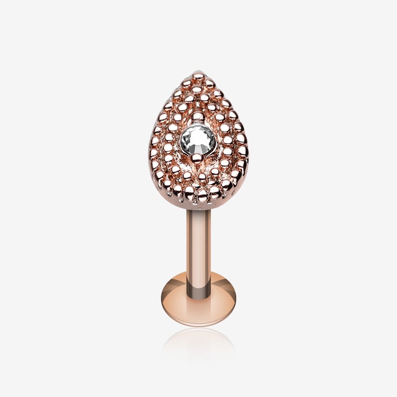 Rose Gold Aria Sparkle Teardrop Steel Labret