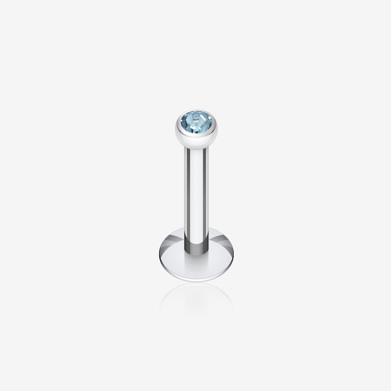 Steel Gem Ball Internally Threaded Labret 16 GA (1.2mm), 1/4″ (6mm), Ball: 2mm