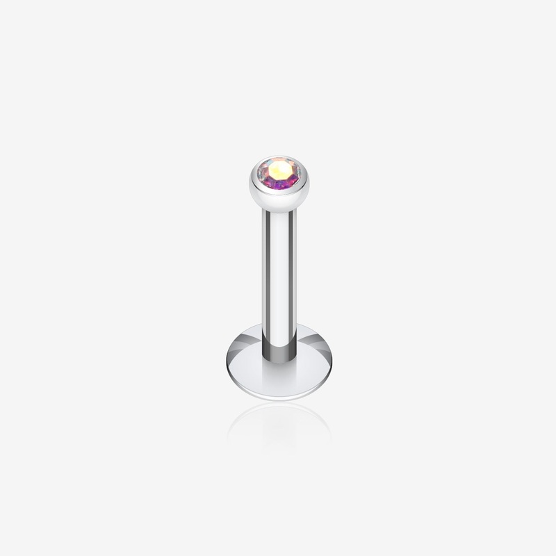 Steel Gem Ball Internally Threaded Labret 16 GA (1.2mm), 5/16″ (8mm), Ball: 2mm