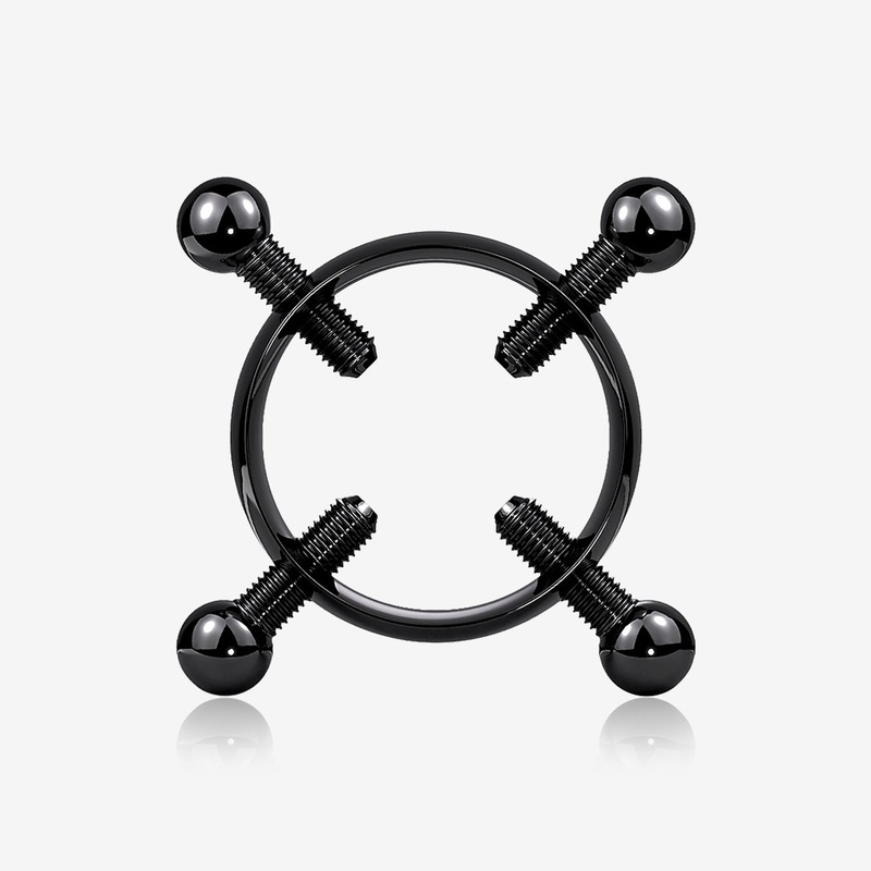 A Pair of Blackline Non-Piercing Adjustable Screw Clamp Nipple Ring