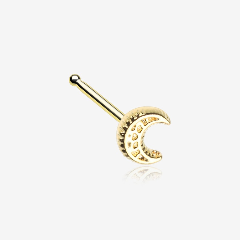 Golden Crescent Moon Filigree Nose Stud Ring