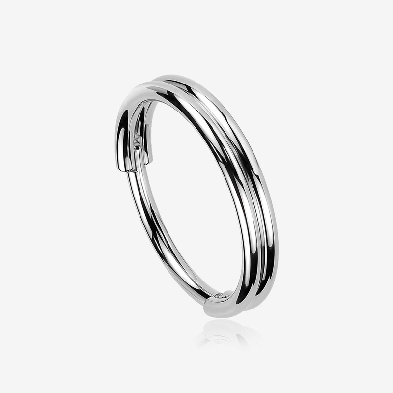 Skinny Double Layered Clicker Hoop Ring 20 GA (0.8mm), 1/4″ (6mm)