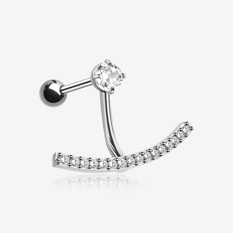 Sparkle Journey Curve Ear Jacket Cartilage Barbell Earring